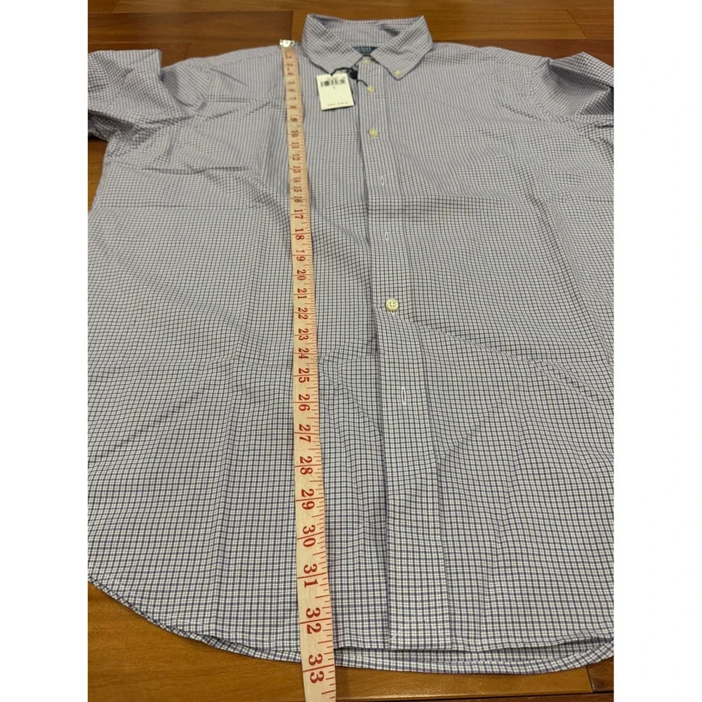 NWT Polo Ralph Lauren Button Down Mens Purple Navy Micro Check Classic Fit L